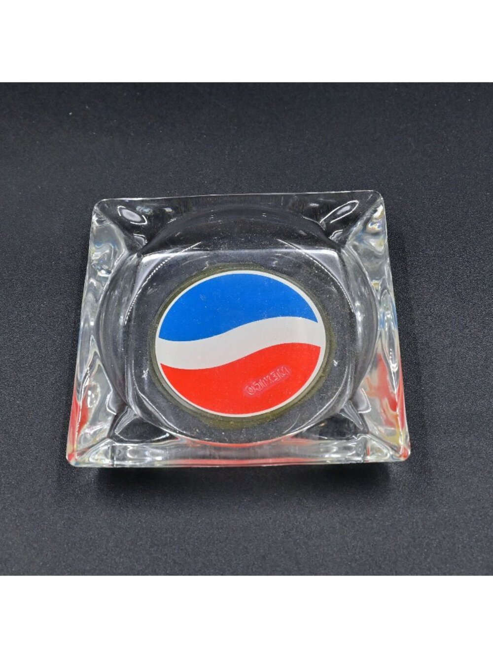 Pepsi Cola Glass Cigarette Ashtray Mexican Variant Retro Soda Pop Memorabilia